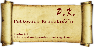 Petkovics Krisztián névjegykártya